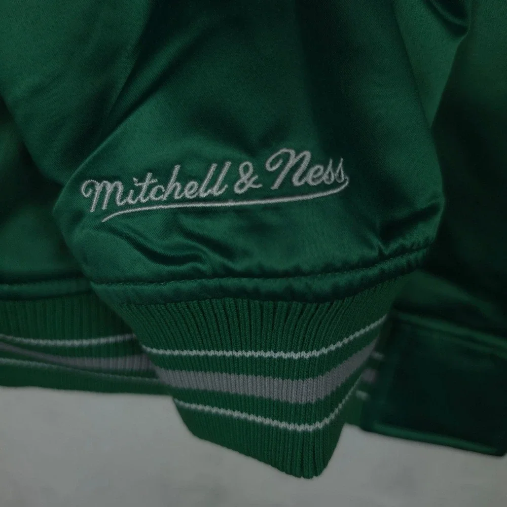 Philadelphia Eagles Mitchell & Ness NFL XL XLarge Satin Jacket Green Gray NWT
